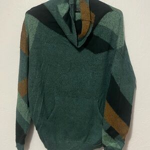 Prana Green and Brown Patterned Sweater